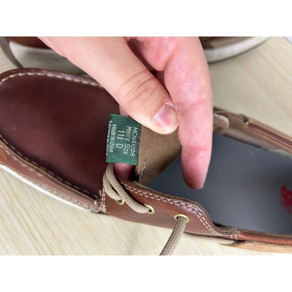 Dunham Captain Leather Boat Shoes Mens 11.5 Brown Mesh Rollbar Nautical
